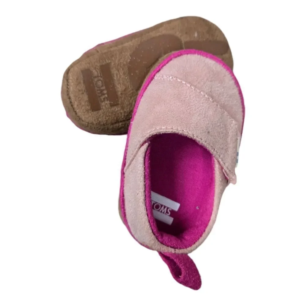 Baby Toms Pink MicroSuede Tiny Pinto Layette Alpargata Crib Shoe Girls Slip-On 2